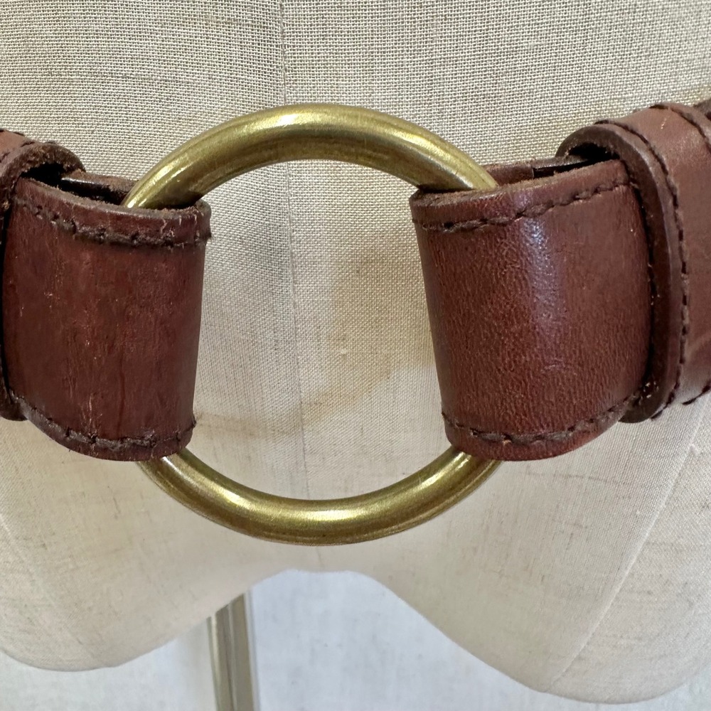 Ralph Lauren Brown Leather O Ring Belt Genuine Leather Size Medium - Picture 2 of 13